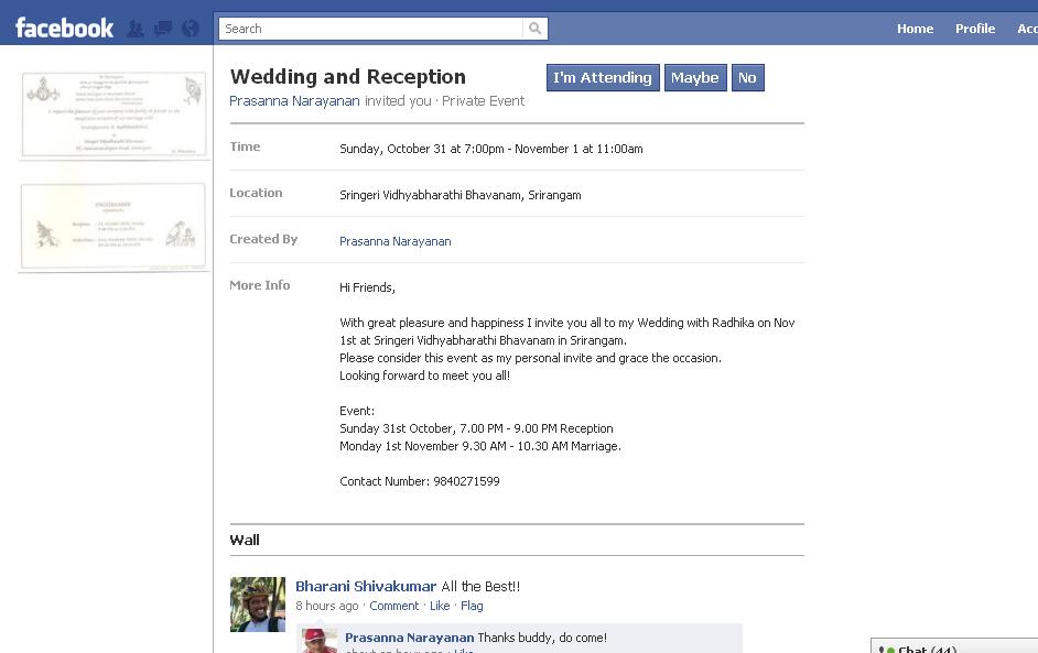 Facebook wedding invitation example Though a wedding is typically the most