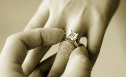 Putting the engagement ring on your fiance